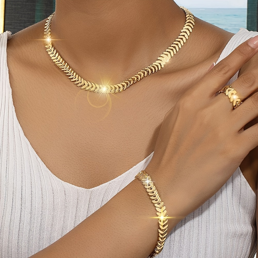 Elegante Goldkette 3-teiliges Set