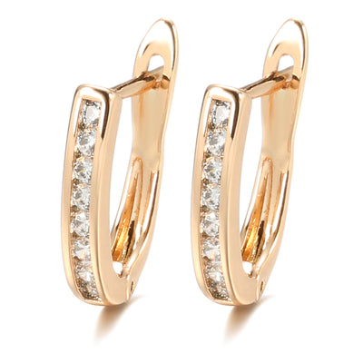 Elegante Zirkonia-Ohrringe mit Intarsien in Gold