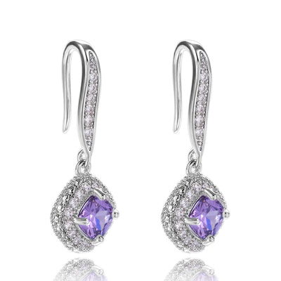 Elegante eingelegte Zirkon Ohrringe in Silber