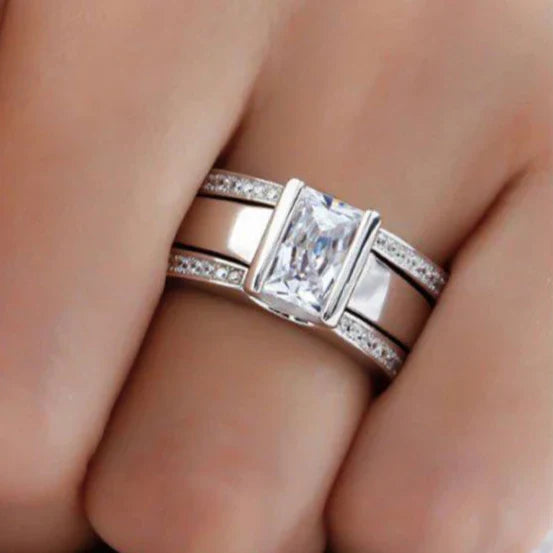 Anillo Cristal en Oro y Plata Vintage