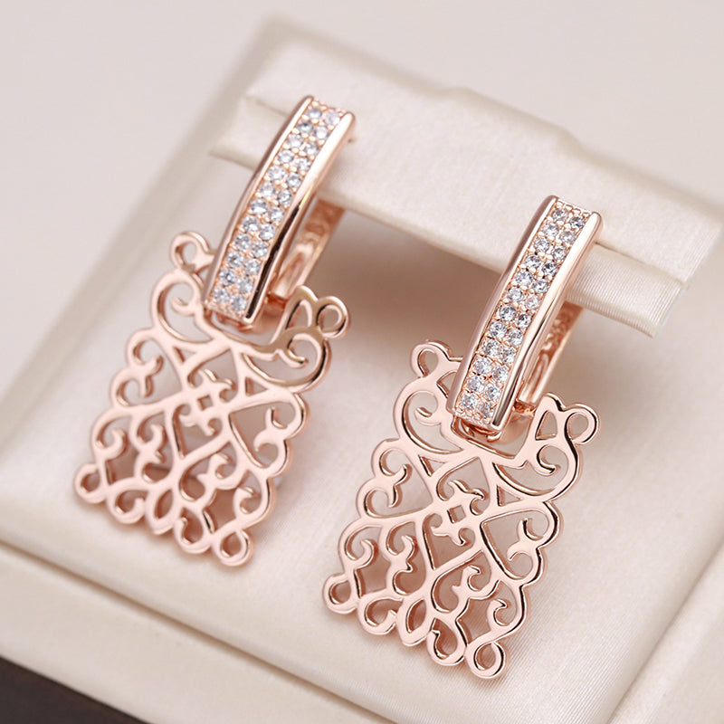 Elegante quadratische Ohrringe mit Kristallintarsien in Roségold